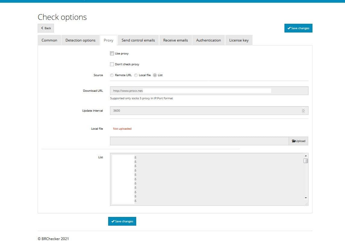 Screenshots of BRChecker admin panel