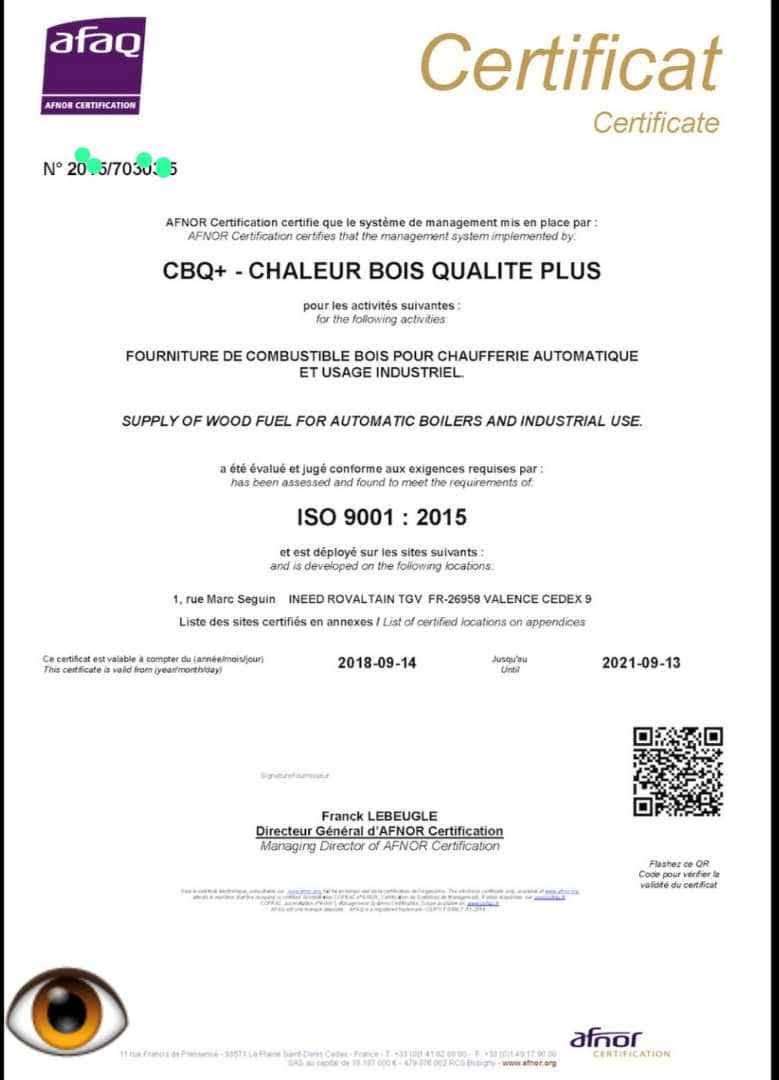 Figure 6. A copy of a certificate that the scammer used to assure their victims of the quality of their wood.