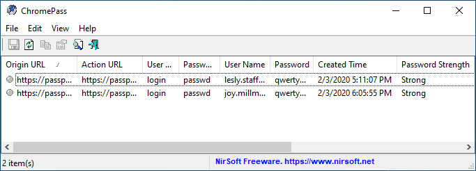 Microsoft Edge saved credentials screenshot