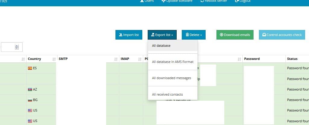 Screenshots of BRChecker admin panel