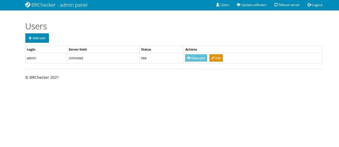 Screenshots of BRChecker admin panel
