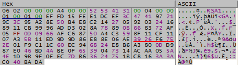 IcedId Trojan built-in public key