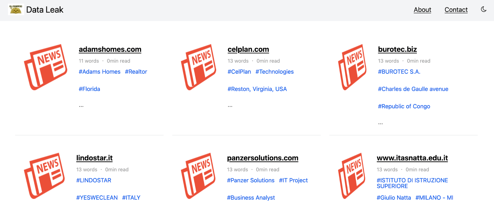 Screenshot of DLS of Eldorado ransomware
