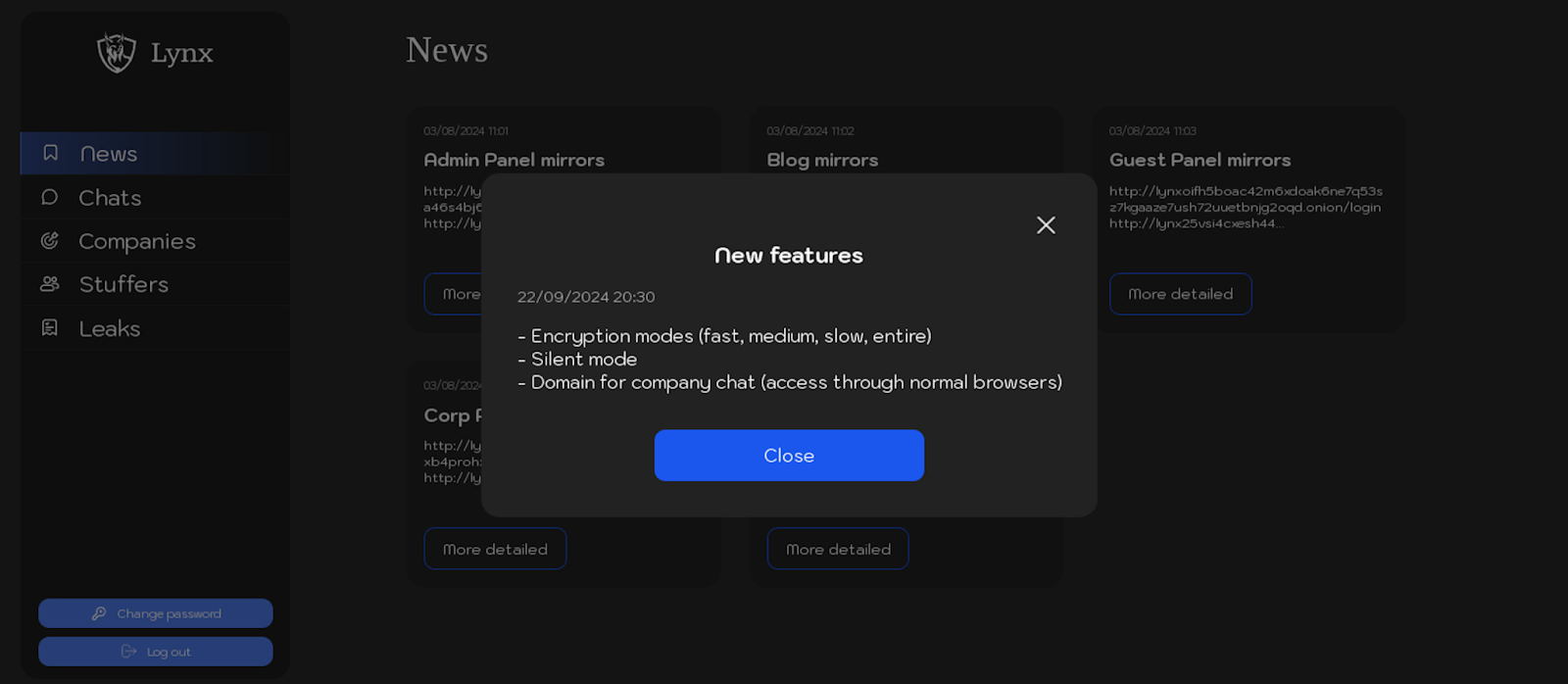 Figure 7. Screenshot of a post in the “News” section of Lynx ransomware panel, dated 22 September 2024.
