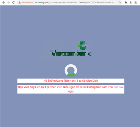 8-min transaction on the phishing website screenshot