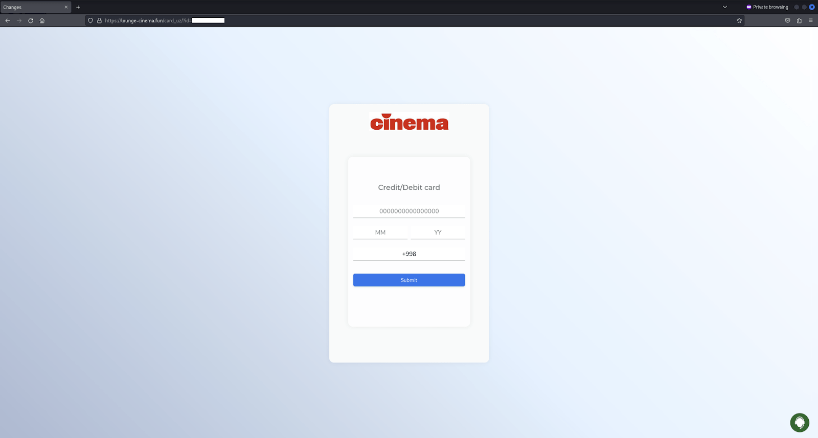 Figure 22. A screenshot of the payment page where the users are required to provide their credit card information.