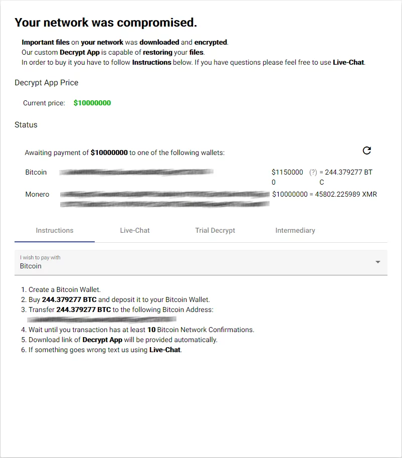 Victim’s personal page screenshot