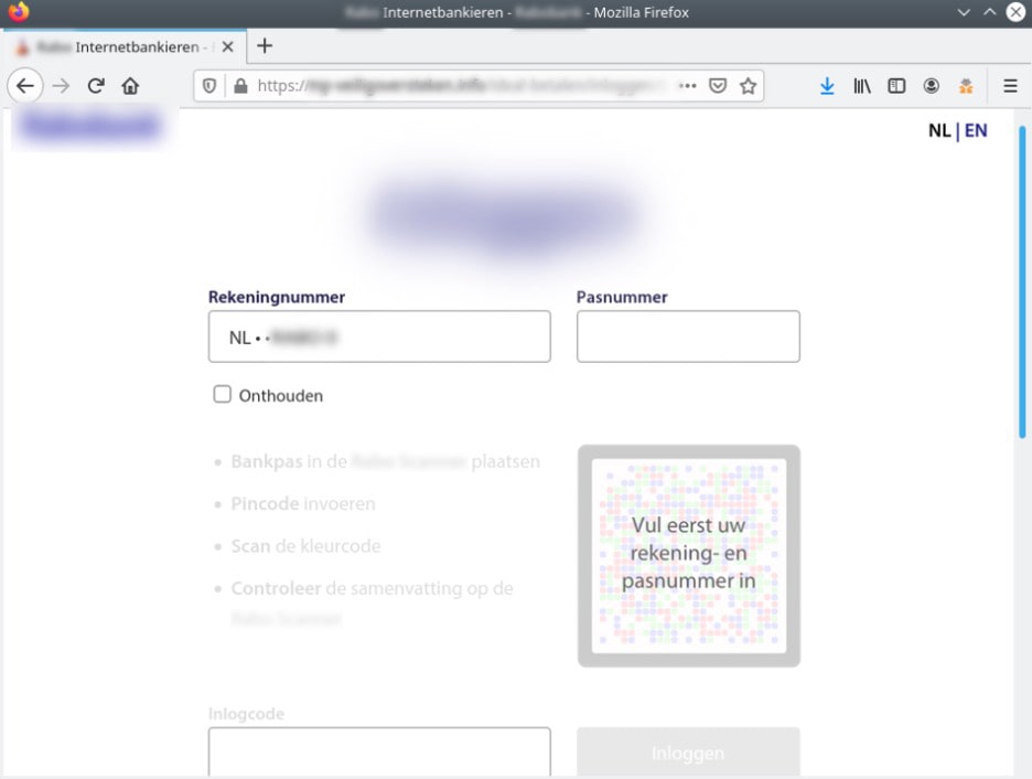 9-min Phishing website impersonating login interface of a Dutch bank