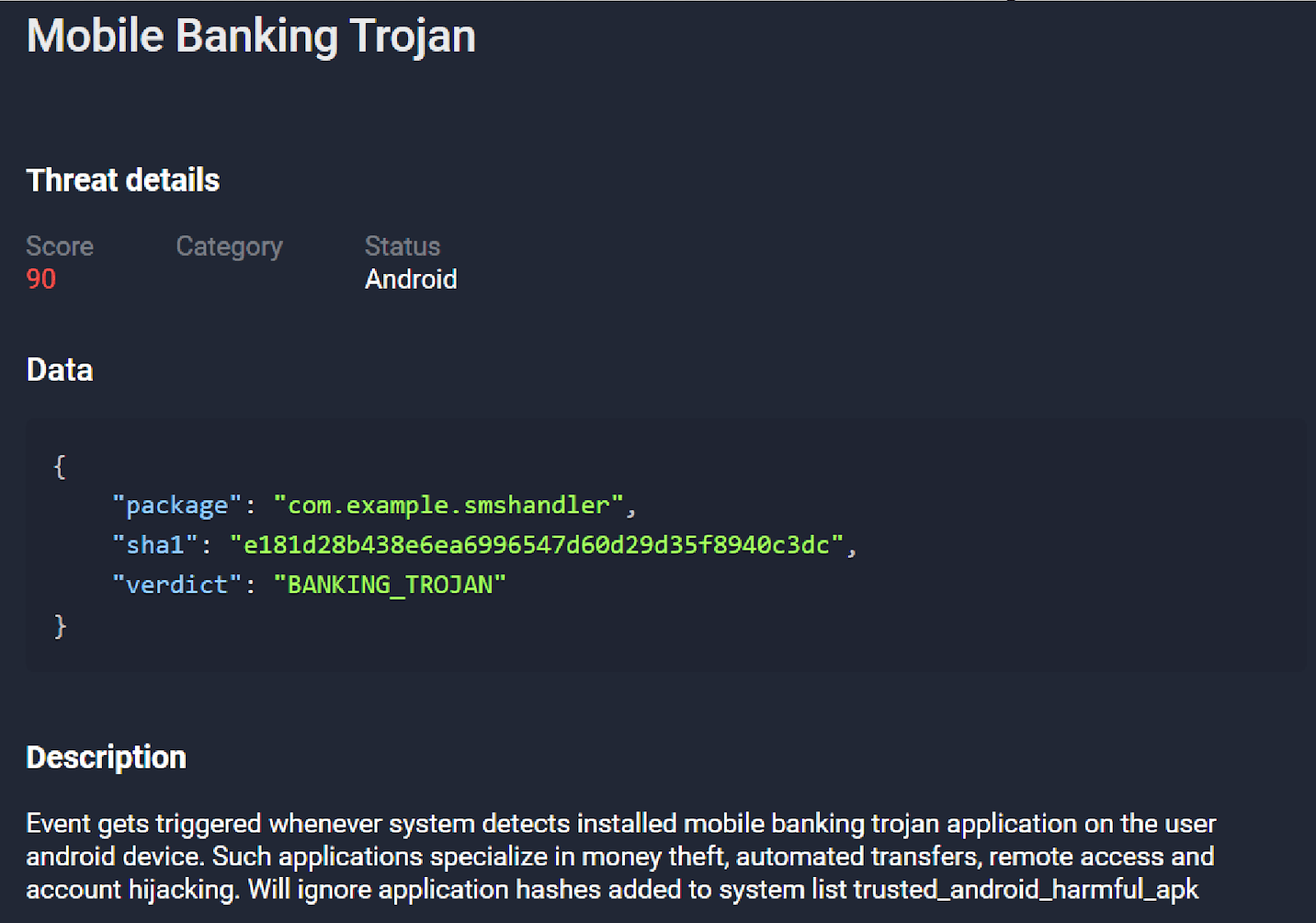 Screenshot of event from Group-IB Fraud Protection system
