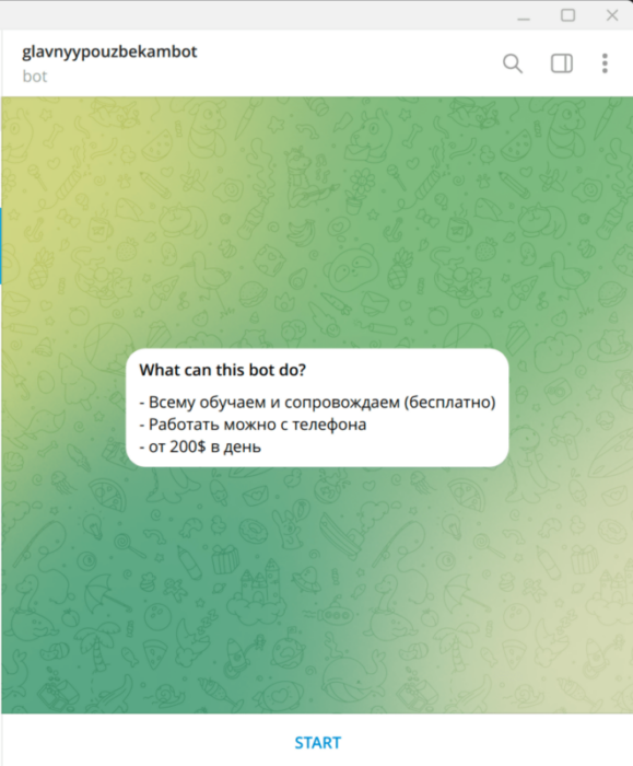 Telegram bot found during the investigation