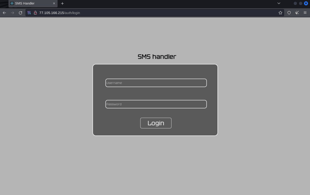 Discovery of the “SMS handler” Web Panel