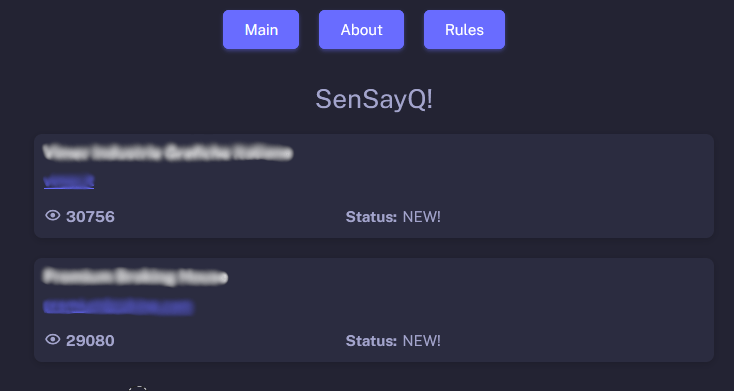 Data leak about two companies presented at the main page of SenSayQ DLS