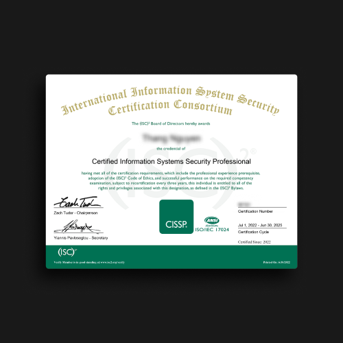 Certified Information Systems Security Professional (CISSP)
