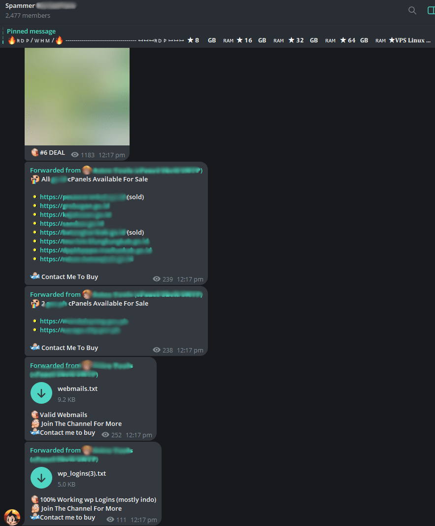 Exploitation tools advertisement on communication channels