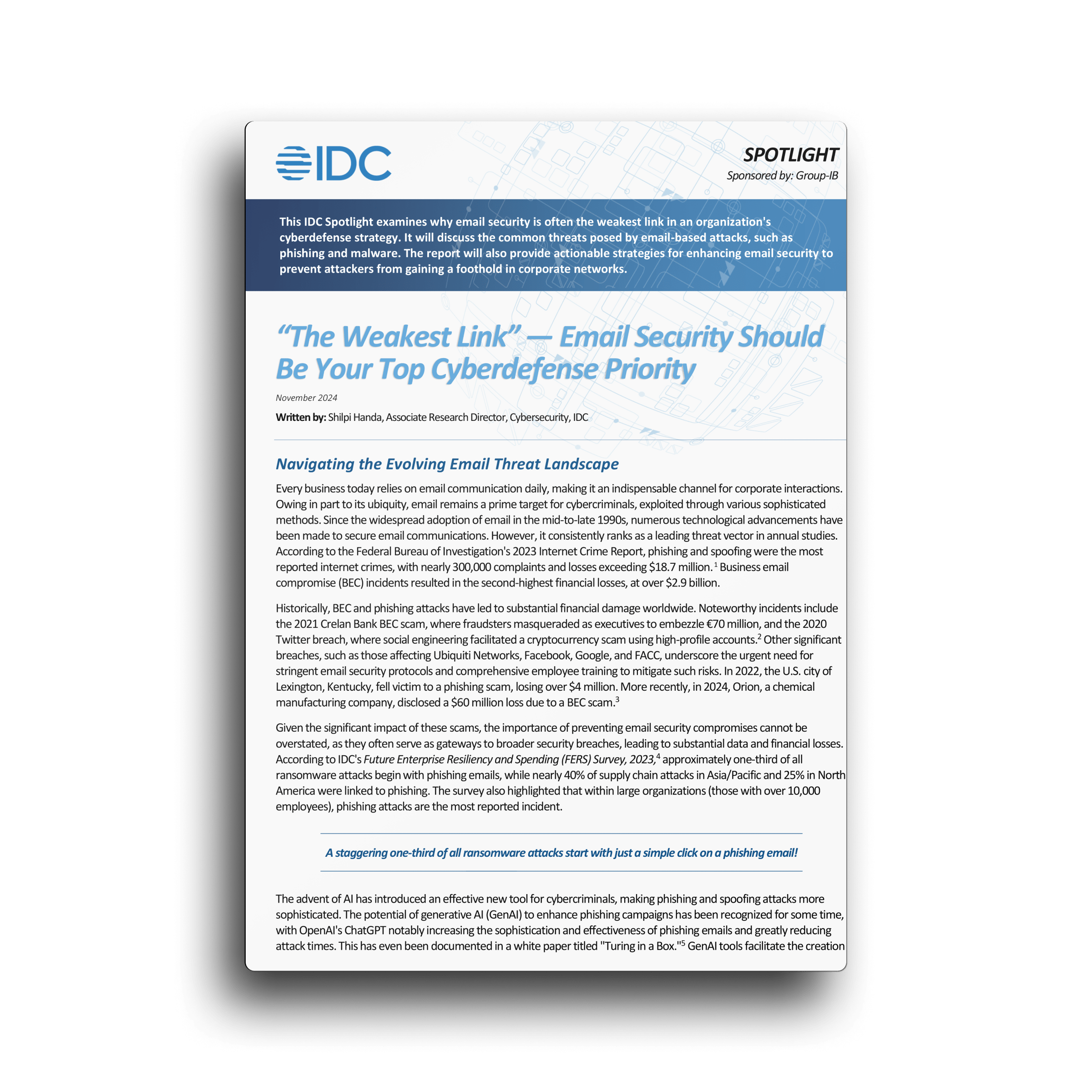 IDC Spotlight: “The Weakest Link” — Email Security Should Be Your Top Cyberdefense Priority