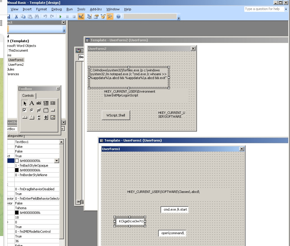 Screenshot detailing Dark Pink two forms contained predefined keys and values