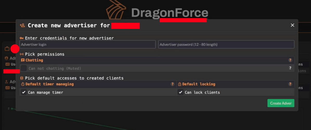 A screenshot of the “Add Adver” section