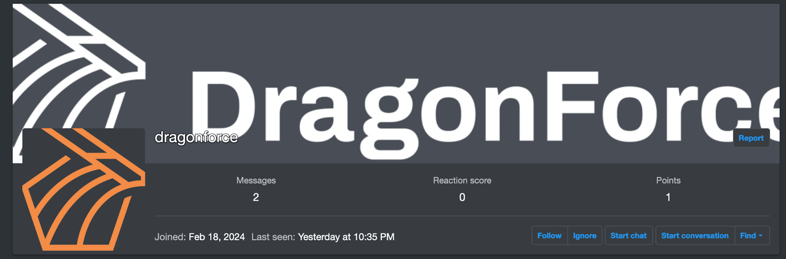 Screenshot of the user profile ‘dragonforce’ on the RAMP forum