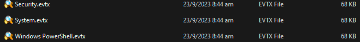 Sample of logs cleared identified in the target network