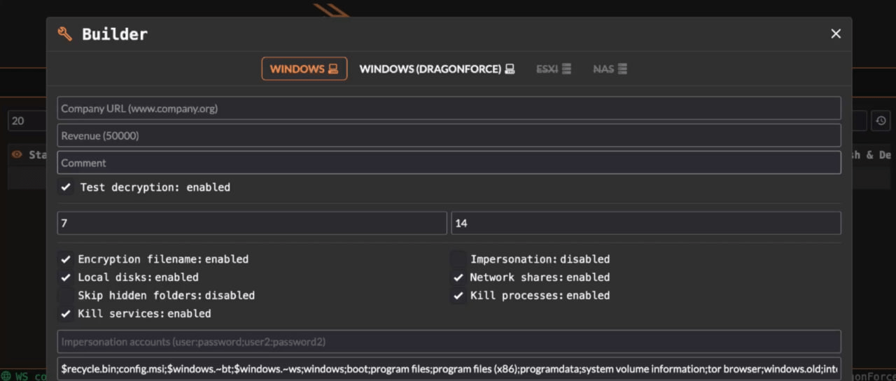 Screenshot of the LockBit version of the DragonForce ransomware