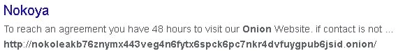 Screenshot of the nokoya defaced web page from Google