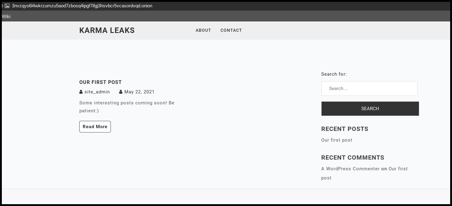 Screenshot of DLS for Karma ransomware