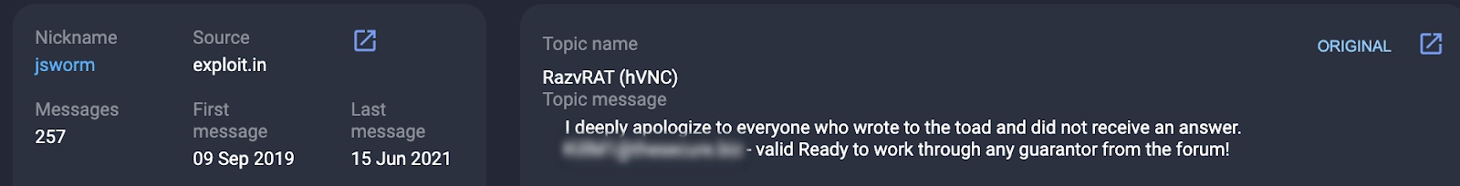 the post in the thread containing contact information for the intruder