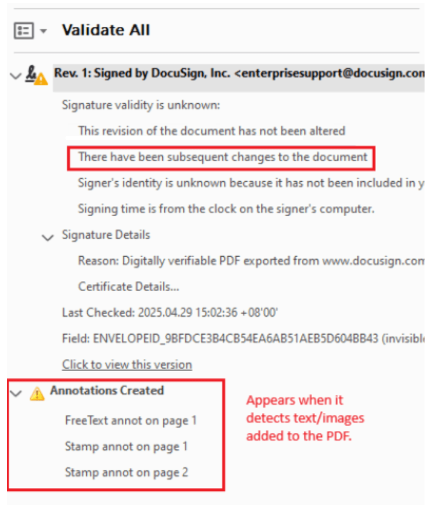Figure 1. The structure of signature after modifications to the PDF document.