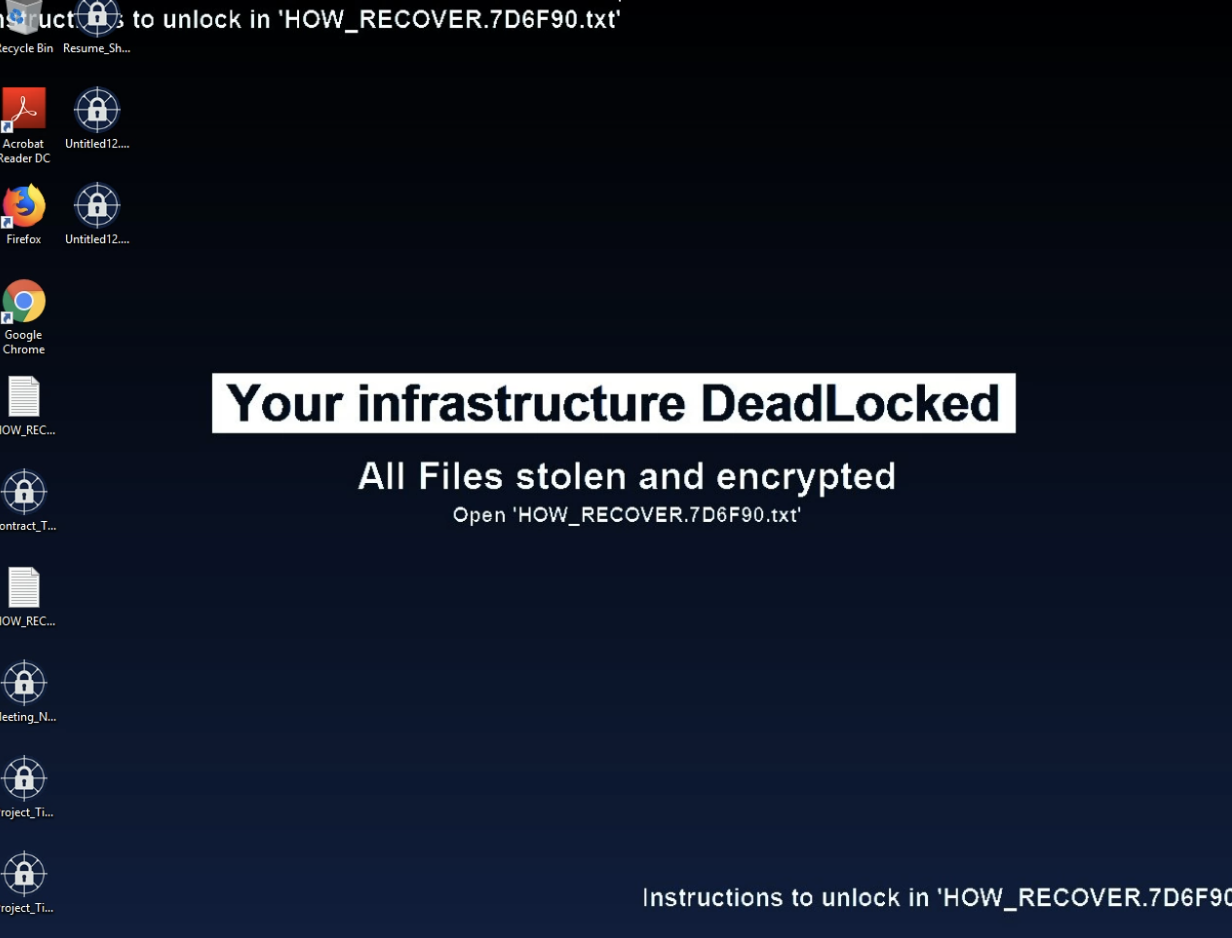 Figure 1. Screenshot of a system infected with DeadLock ransomware.