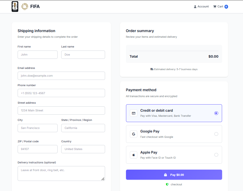 Figure 10: Example of a fake checkout page collecting PII and payment details.