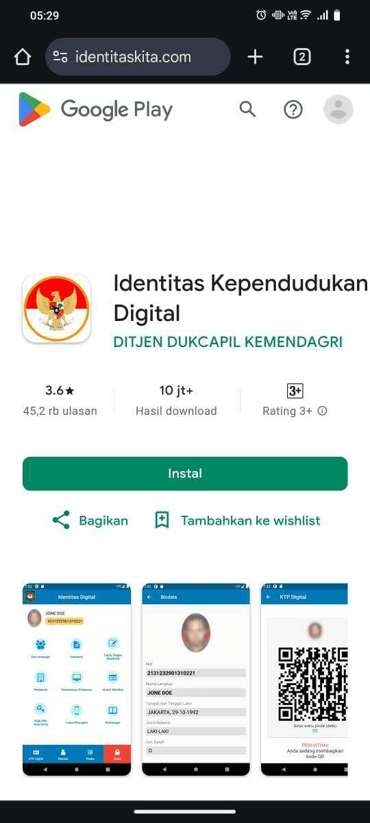 Figure 11. Fake “Identitas Kependudukan Digital” page hosting a malicious APK.