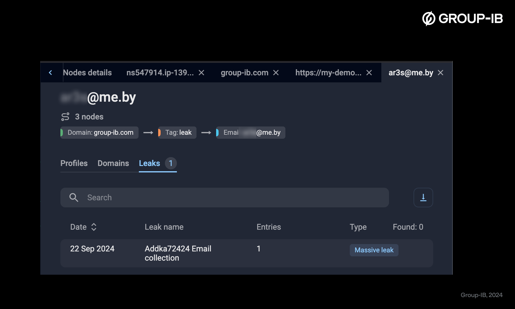 Figure 12. The list of massive breaches associated with the node