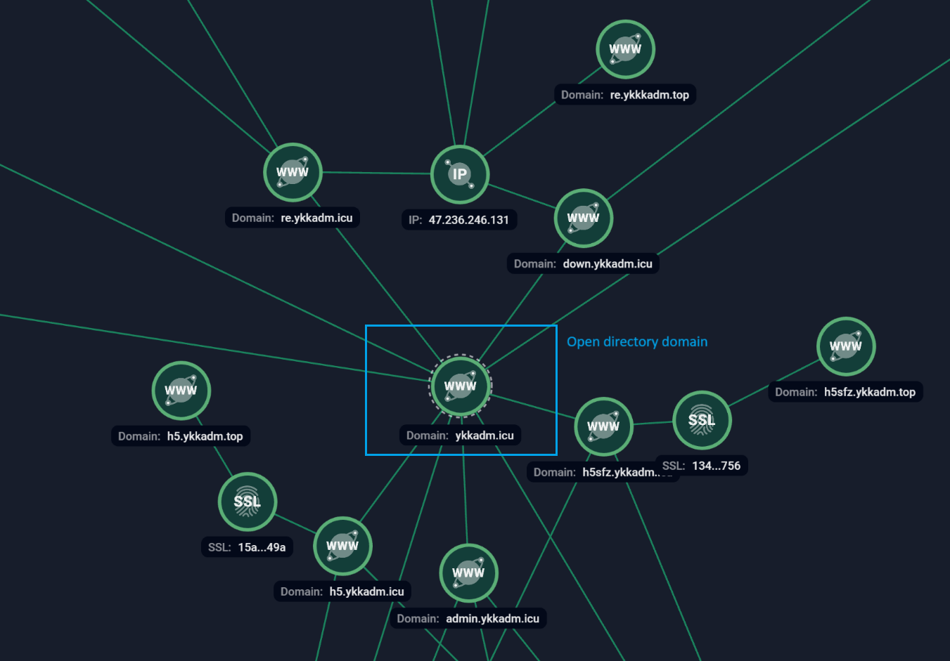 Figure 14. Group-IB Graph: Subdomains of ykkadm[.]icu belongs to Remo.