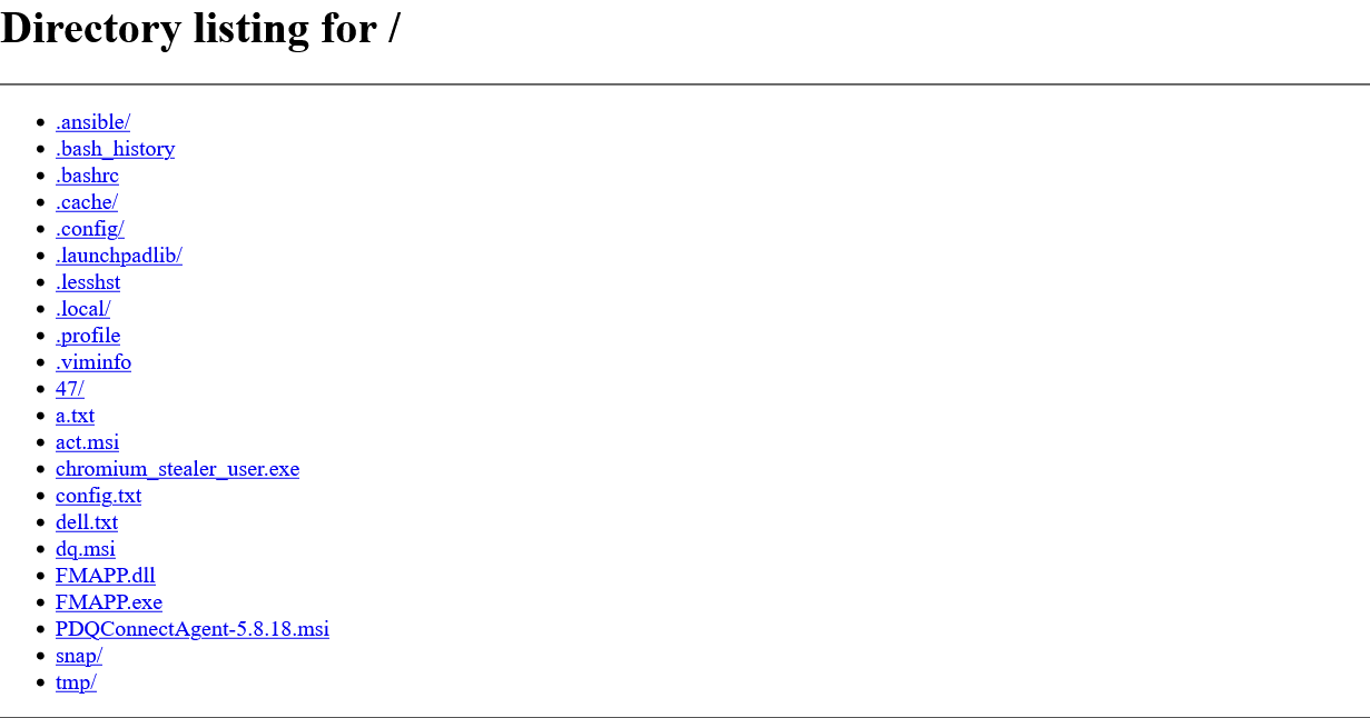 Figure 13. Screenshot of the open directory exposed on the C2 server.
