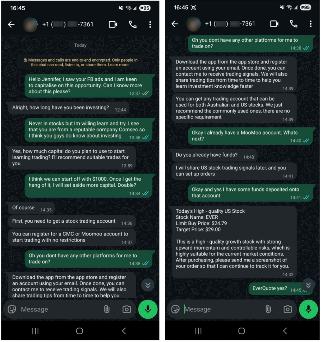 Figure 2. Examples of WhatsApp coordination groups for the pump-and-dump scheme.