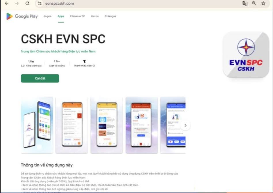 Figure 6. Fake Google Play EVN site hosting a malicious APK.