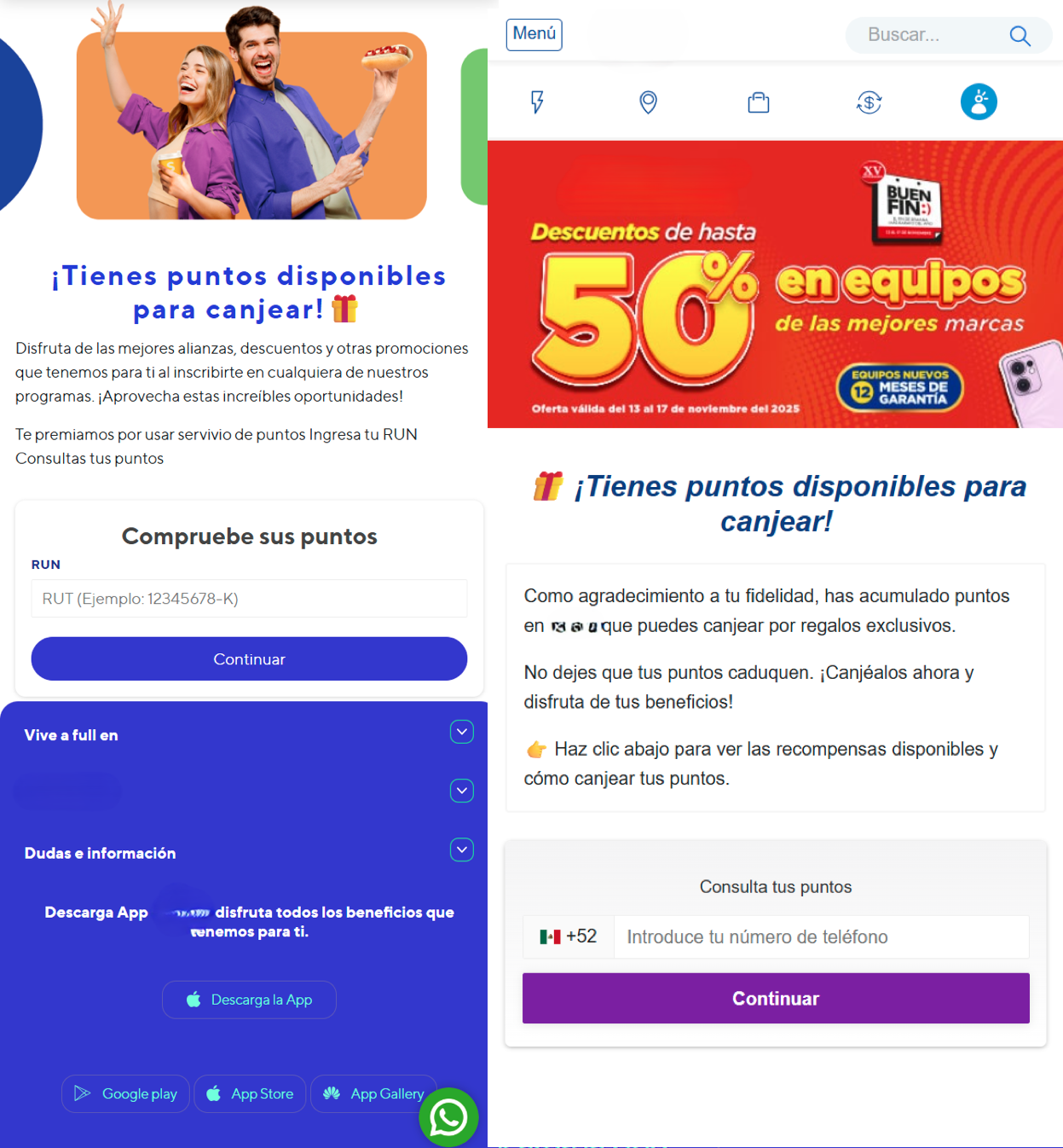 Figure 6. Phishing landing pages rendered for victims meeting the geofencing and device profile requirements, displaying specific brand interfaces tailored to the victim's region.