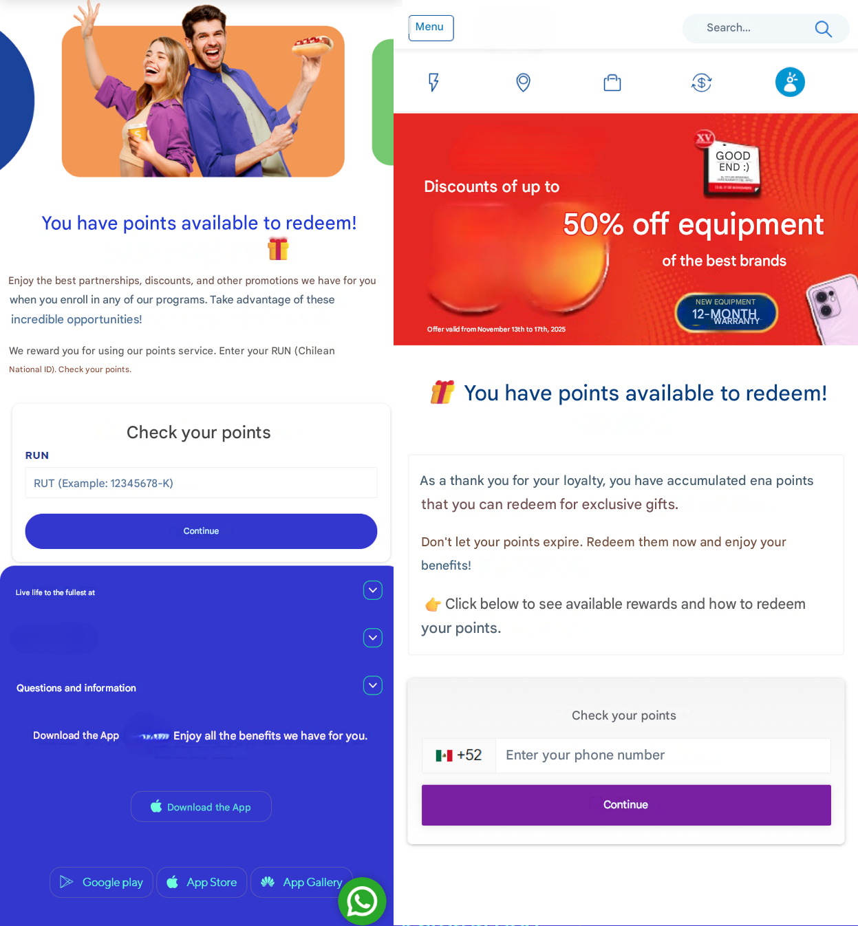Figure 6. Phishing landing pages rendered for victims meeting the geofencing and device profile requirements, displaying specific brand interfaces tailored to the victim's region.