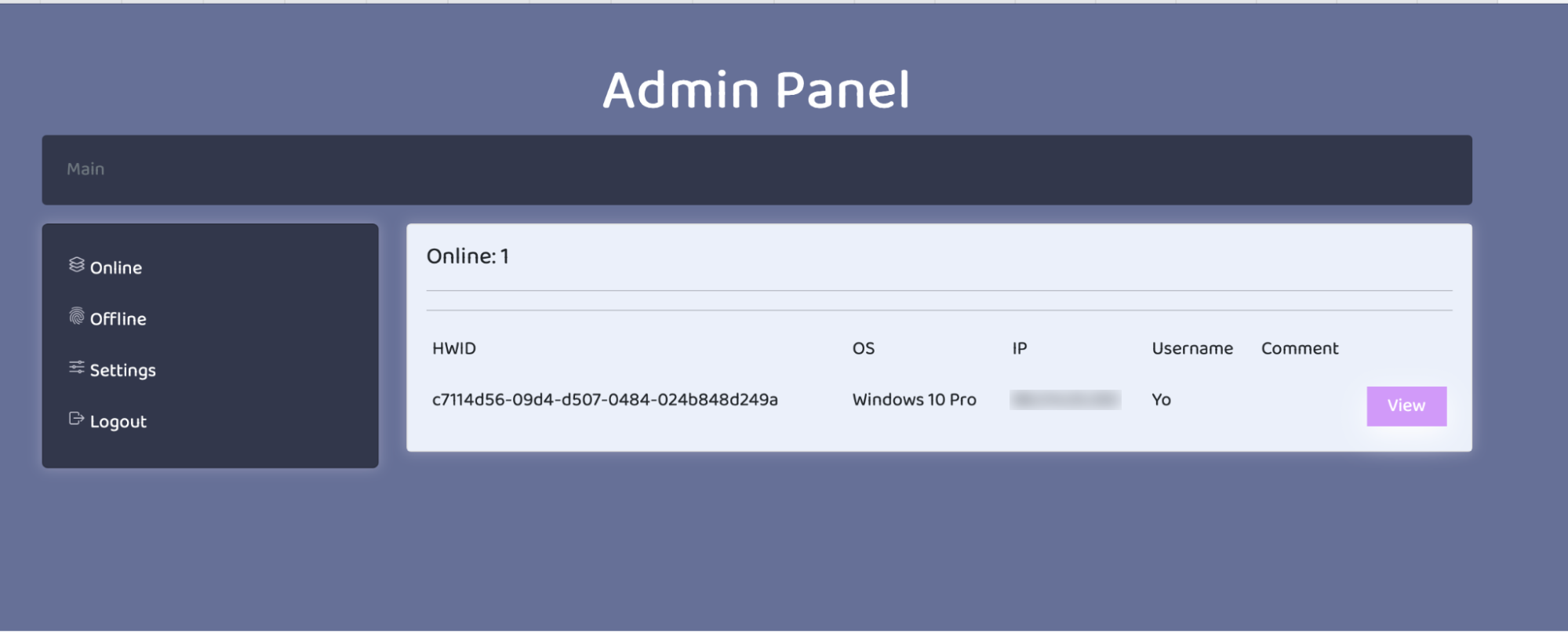 Figure 9. A screenshot of the admin panel of JRAT.