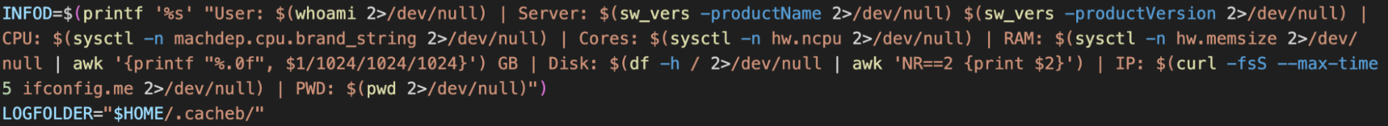 Figure 10. Code snippet compiling system information (lines wrapped).