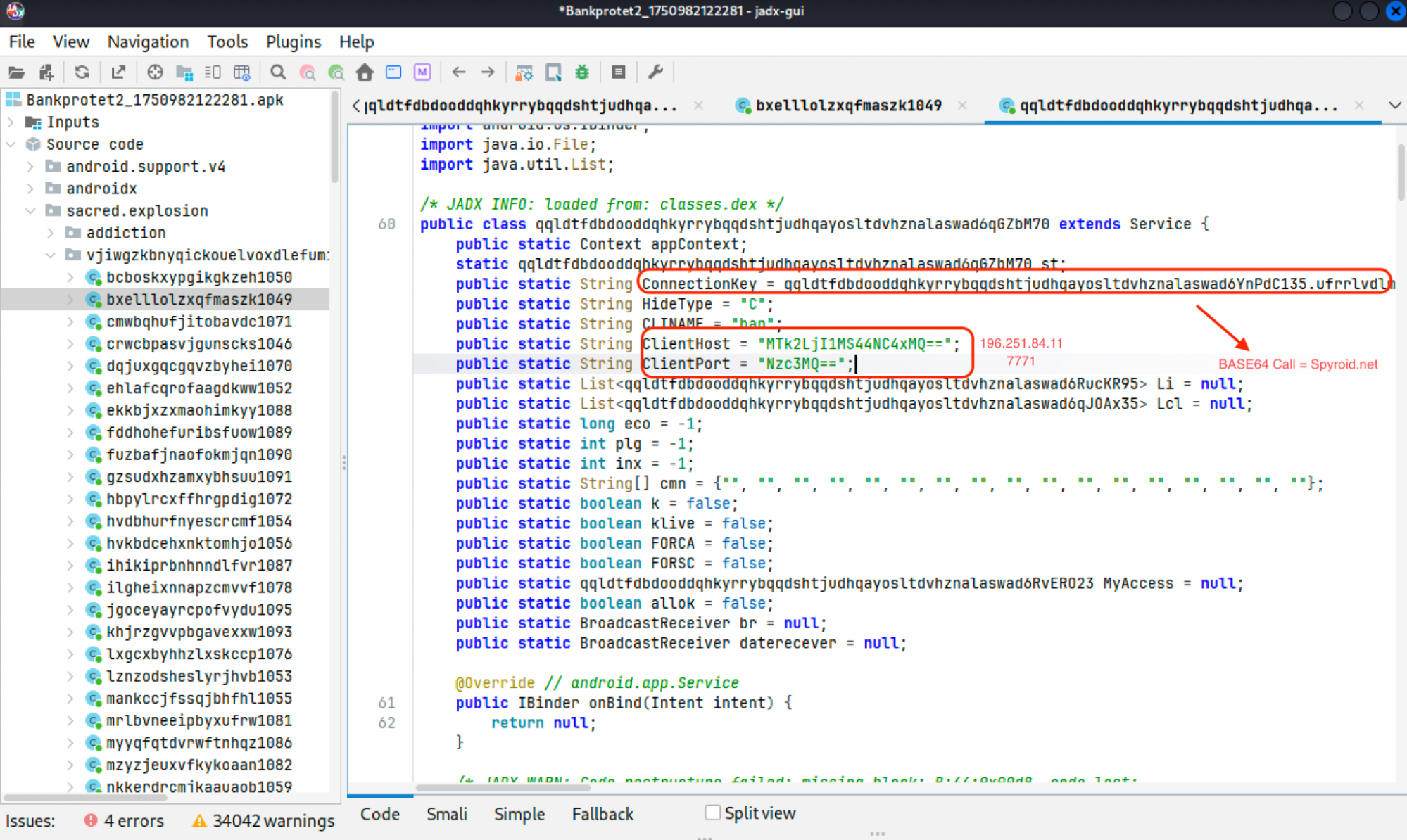 Figure 10. C2 IP direction in the code of the APK.