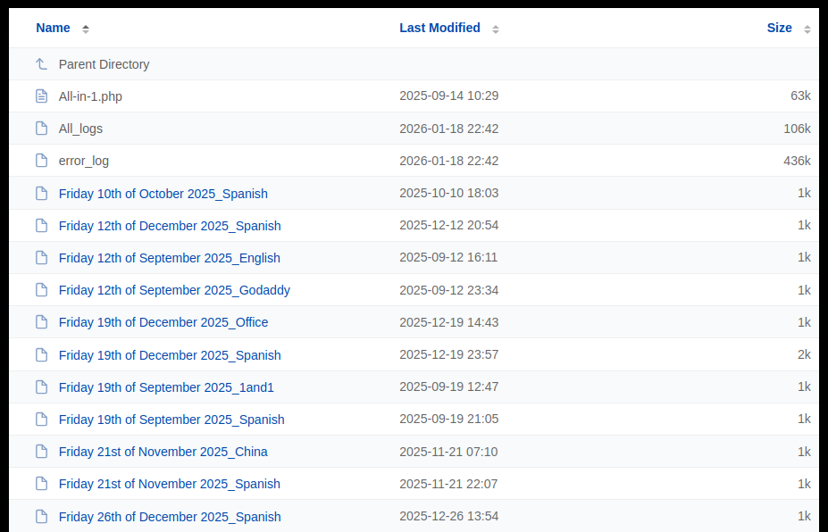 Imagen 10. Servidor LiteSpeed Web donde se almacenan las credenciales recolectadas y los scripts de phishing.