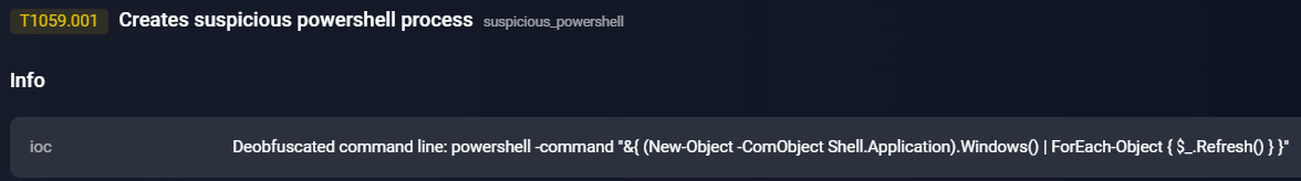 Figure 11. Suspicious PowerShell process spawn.