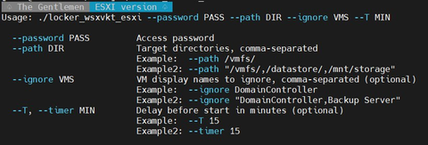 Figure 11. Command-line arguments of ESXi version Gentlemen ransomware.