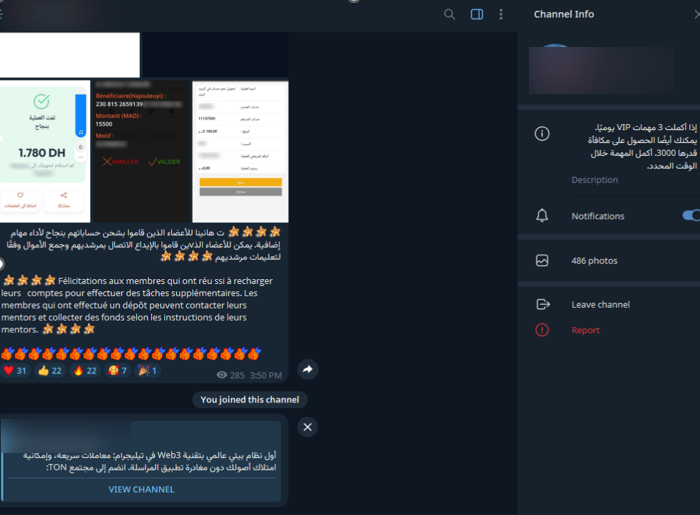Figure 11. Victims are lured to deposit money to start tasks with lucrative returns and fake success stories. Figure 11. Victims are lured to deposit money to start tasks with lucrative returns and fake success stories.