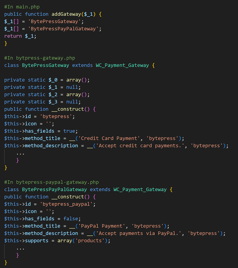 Figure 14. Bytepress plugin code