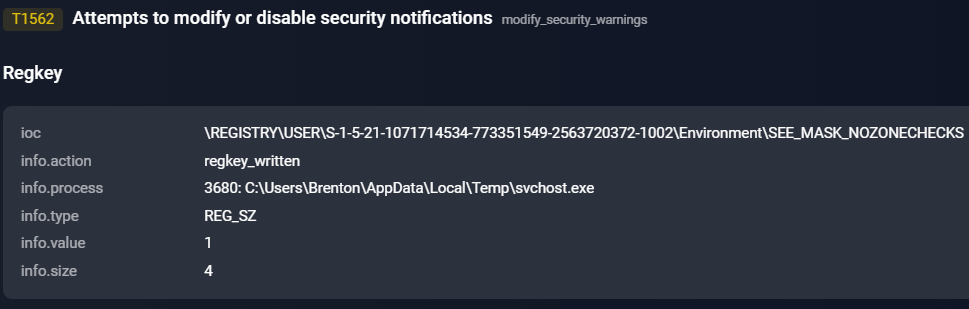Figure 14. Security warning suppression.