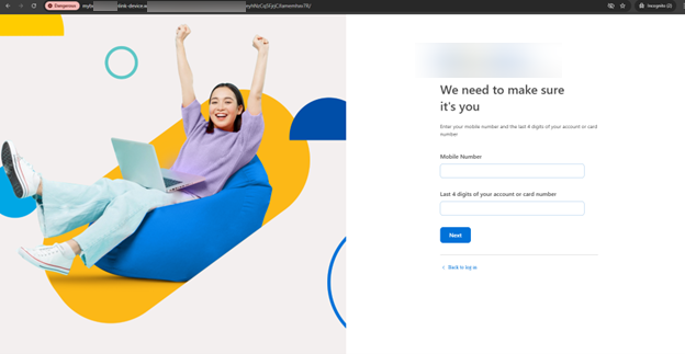 Figure 18. Phishing page designed to capture victims’ personal information.